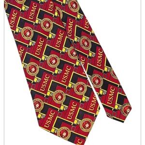 Vintage Red and Gold Men's Tie USMC Silk 60” United States Marine Corps